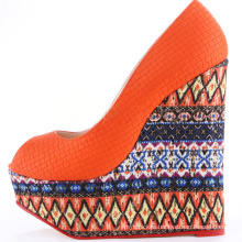 peep toe women orange 15cm super high heel wedges